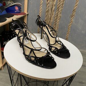 Jimmy Choo Open Toe Ankle Heels Womens Black